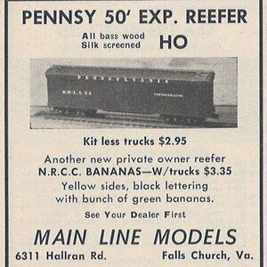 Main Line Models Pennsy 50 Exp Reefer HO Vintage Print Ad 1954u  Falls Church VA